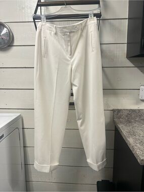 Larry Levine Cream Cuffed and Lined Trousers